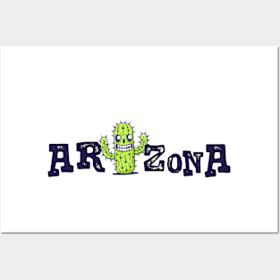 Creative arizona lettering with a drawing of a funny cactus Posters and Art